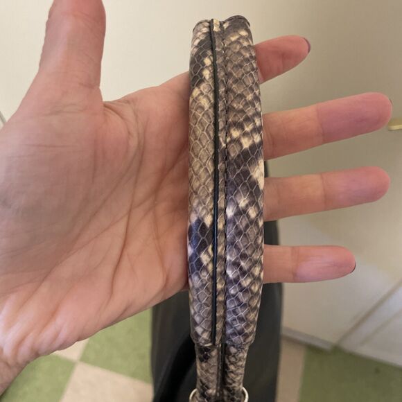 MICHAEL KORS Isabel Large Convertible Shoulder Bag Black Leather Snake Skin  - Picture 10 of 14